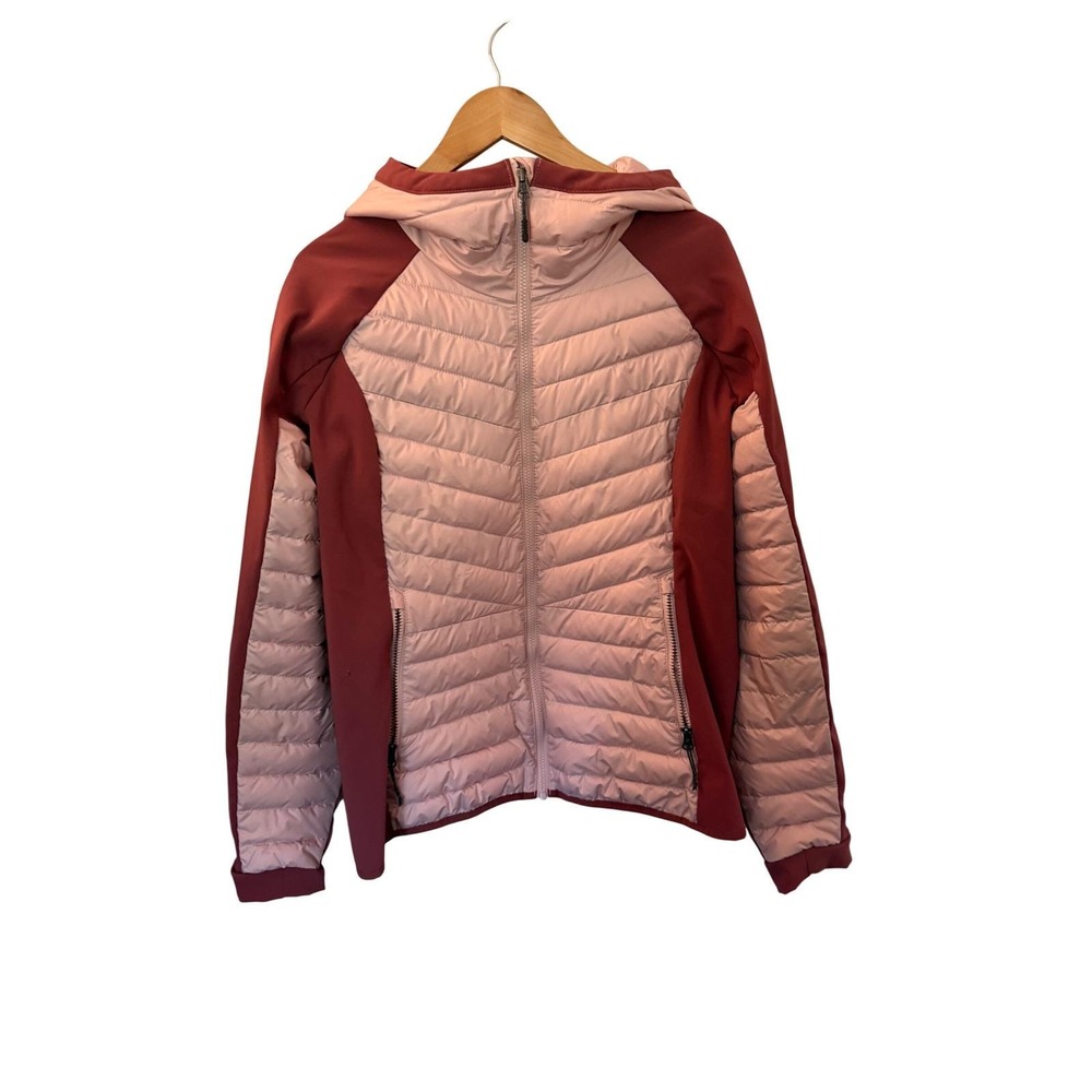 Columbia Puffer powder lite Jacket Womens XL Pink Burgundy Hooded Zip